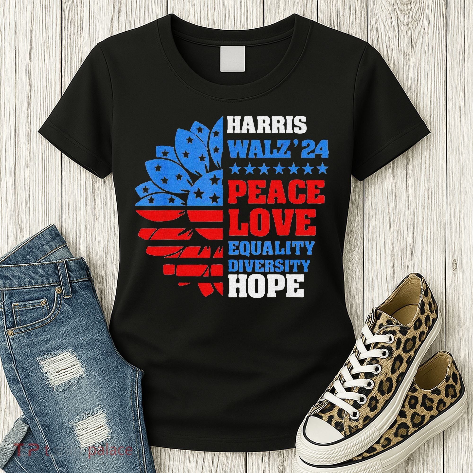 Kamala Walz Peace Love Equality Hope Diversity Women's T-Shirt