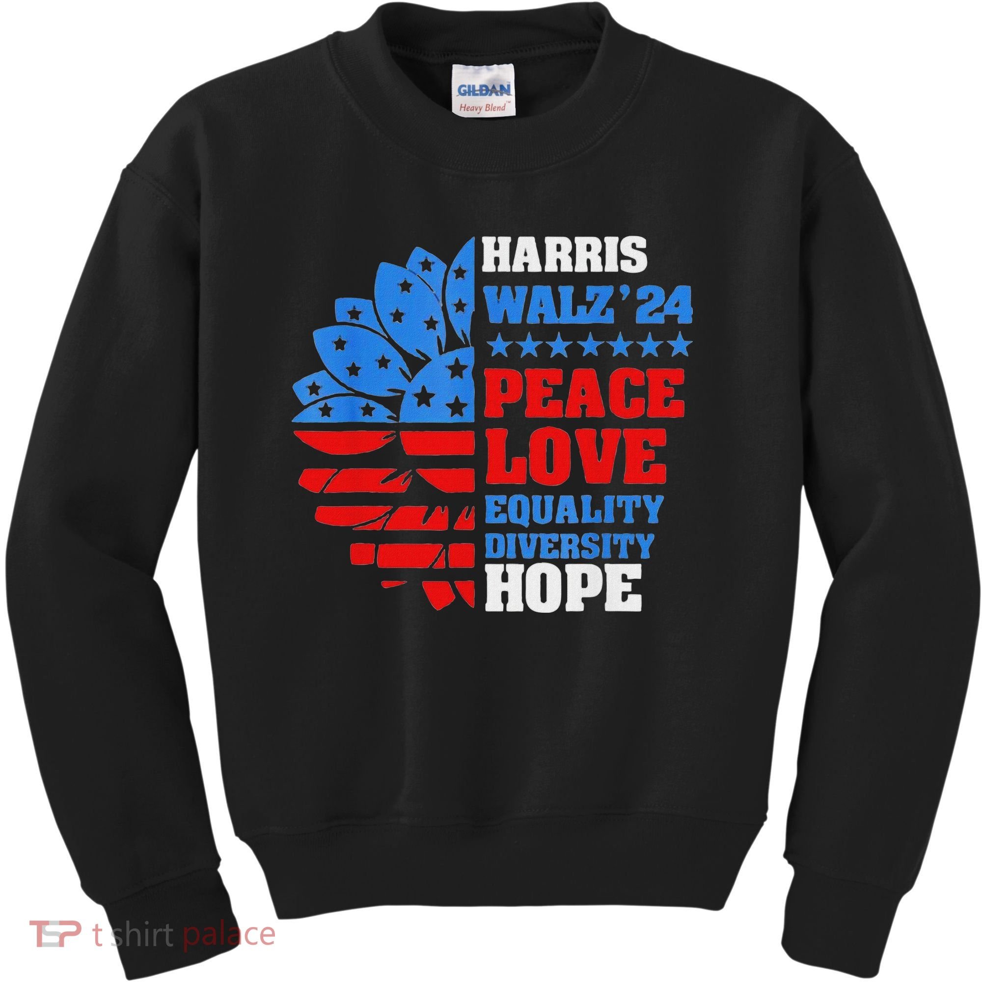 Kamala Walz Peace Love Equality Hope Diversity Kids Sweatshirt