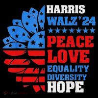 Kamala Walz Peace Love Equality Hope Diversity Kids Sweatshirt thumb 2