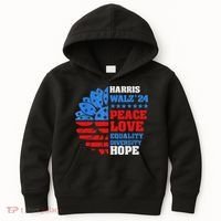 Kamala Walz Peace Love Equality Hope Diversity Kids Hoodie thumb 0
