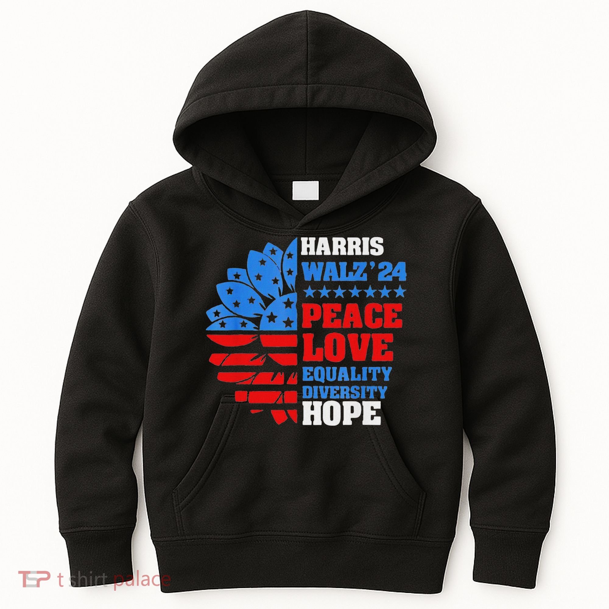 Kamala Walz Peace Love Equality Hope Diversity Kids Hoodie