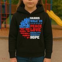 Kamala Walz Peace Love Equality Hope Diversity Kids Hoodie thumb 3