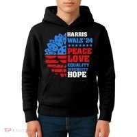 Kamala Walz Peace Love Equality Hope Diversity Kids Hoodie thumb 4