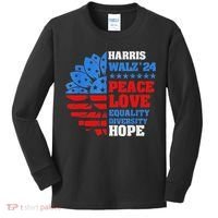 Kamala Walz Peace Love Equality Hope Diversity Kids Long Sleeve Shirt thumb 0