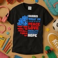 Kamala Walz Peace Love Equality Hope Diversity Kids T-Shirt thumb 3