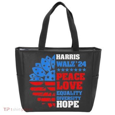 Kamala Walz Peace Love Equality Hope Diversity Tote Bag