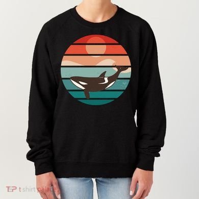 Killer Whale Retro Sunset Women's Sweatshirt