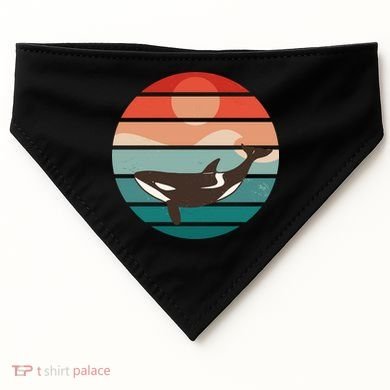 Killer Whale Retro Sunset USA-Made Doggie Bandana
