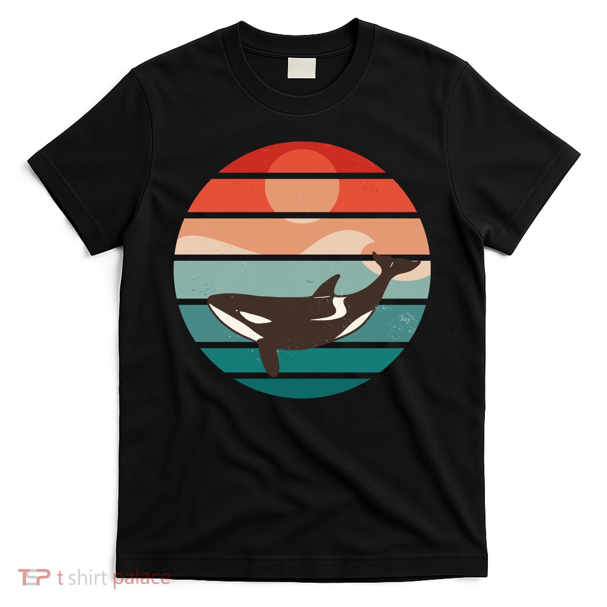 Killer Whale Retro Sunset T-Shirt