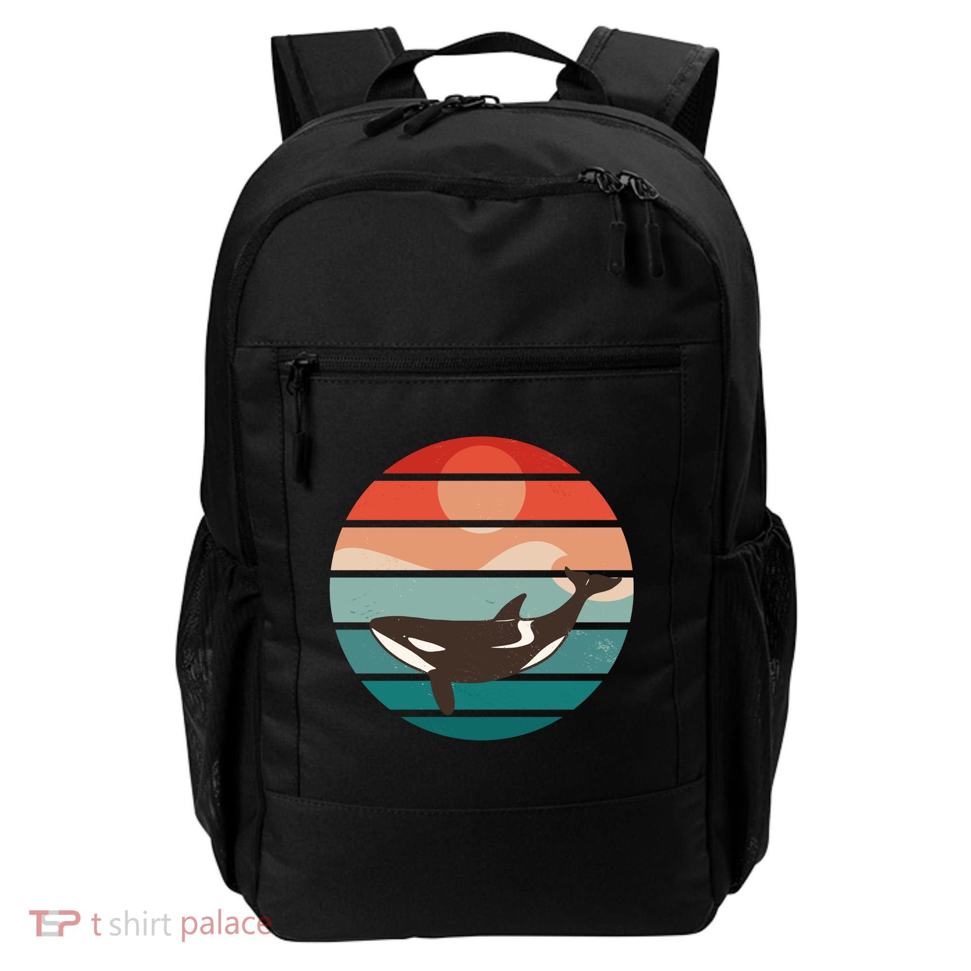 Killer Whale Retro Sunset Backpack