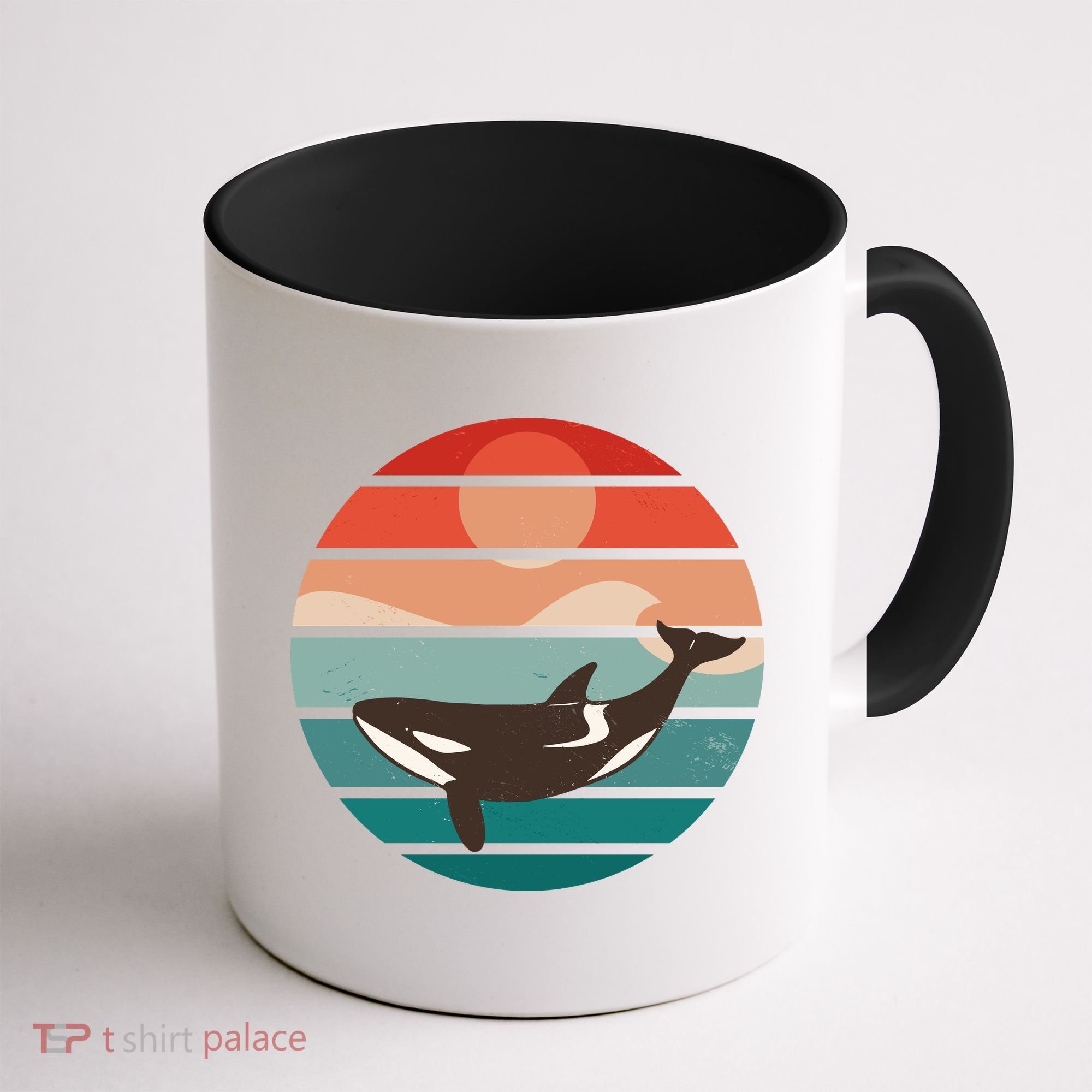 Killer Whale Retro Sunset Coffee Mug