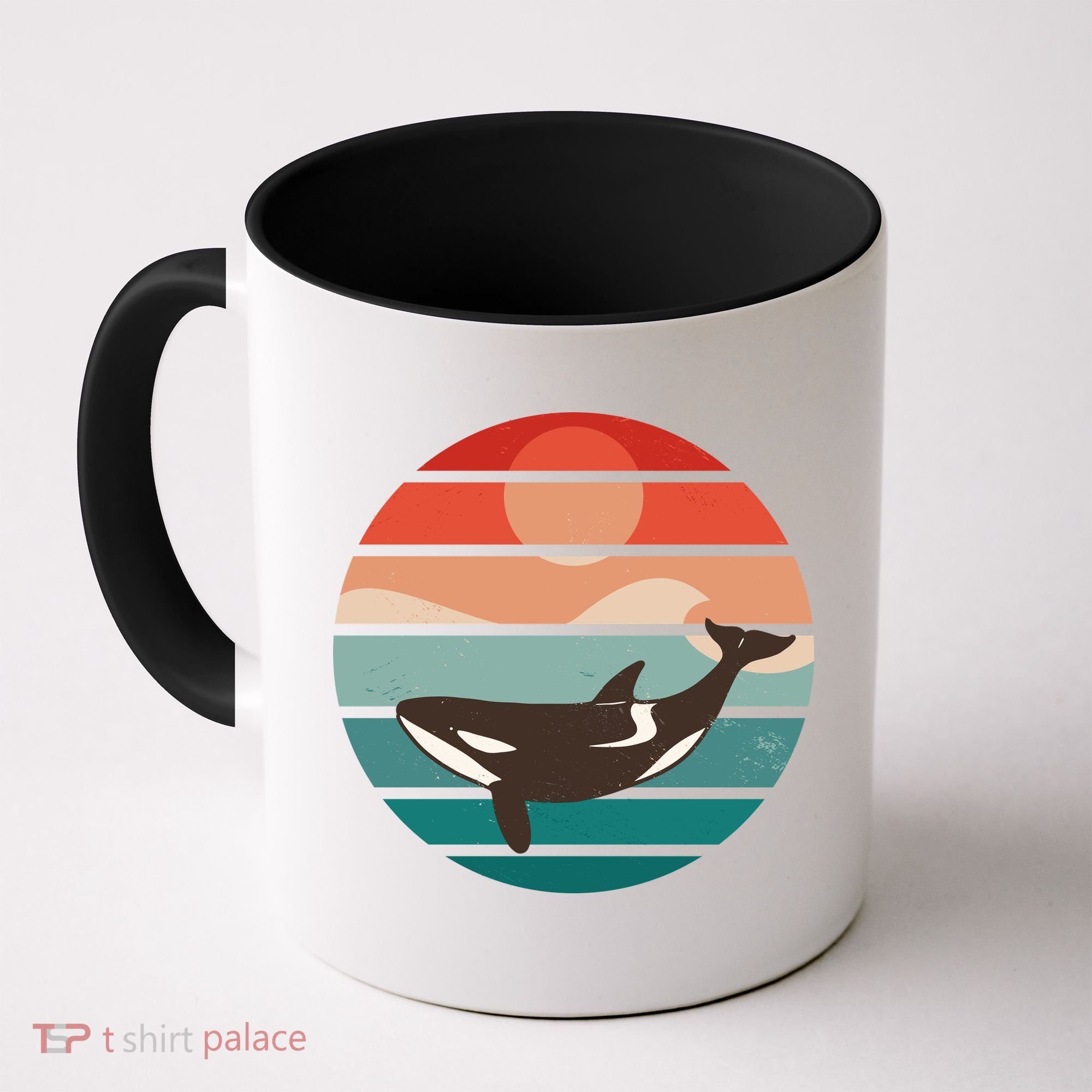 Killer Whale Retro Sunset Coffee Mug