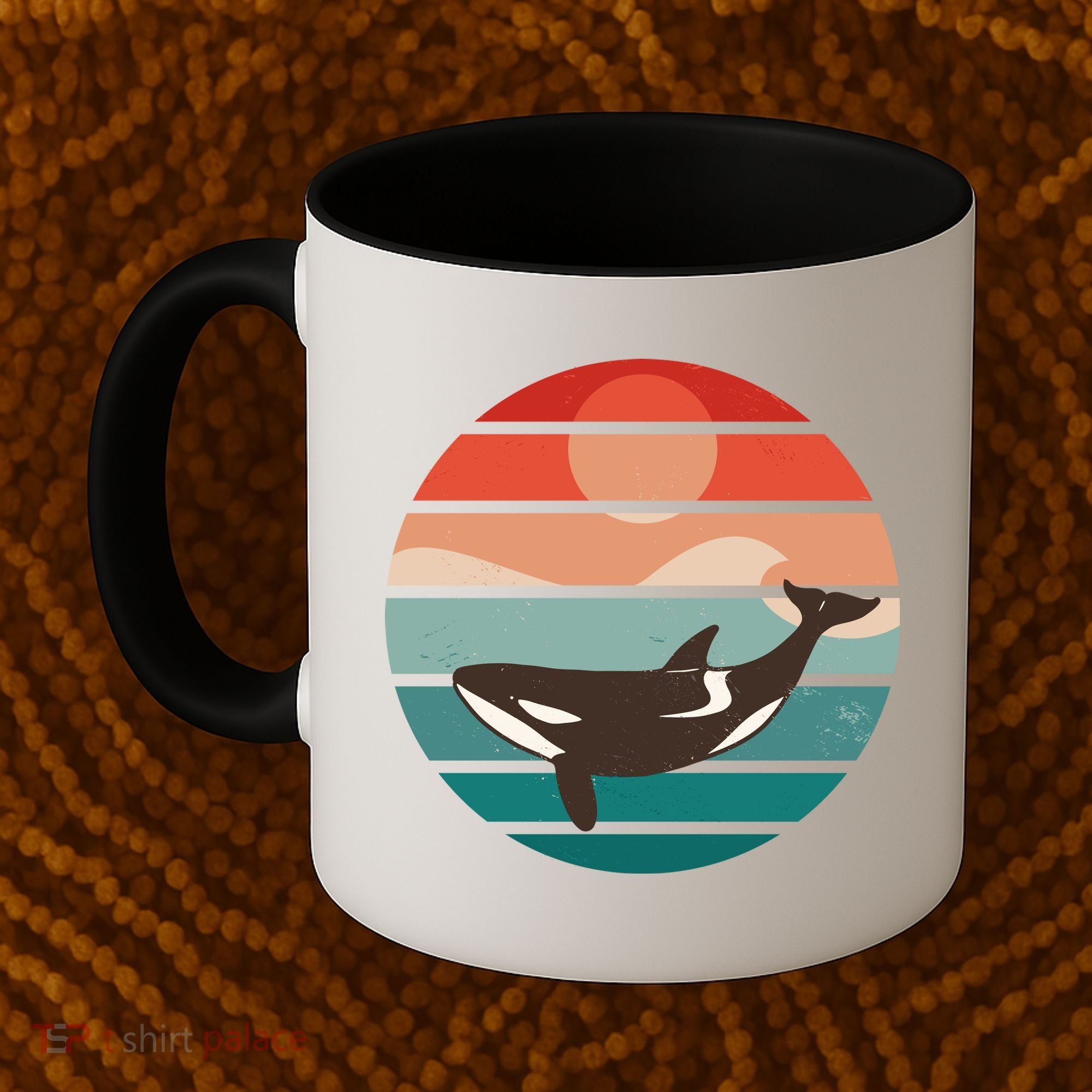 Killer Whale Retro Sunset Coffee Mug