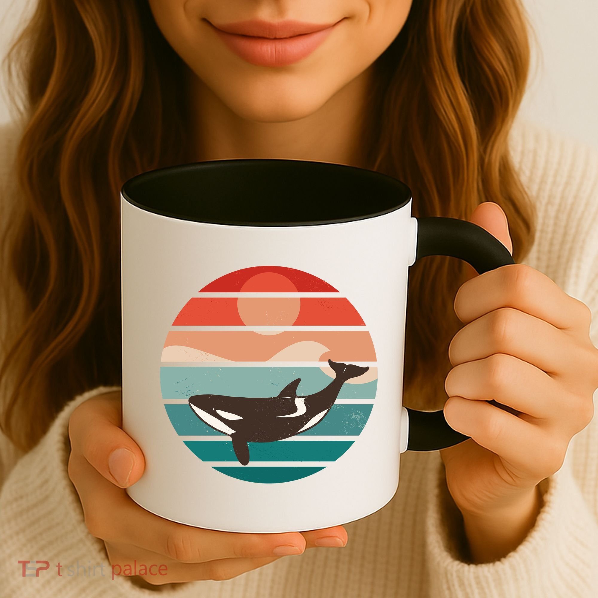 Killer Whale Retro Sunset Coffee Mug