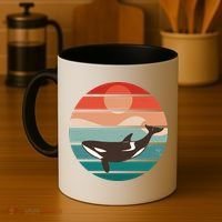 Killer Whale Retro Sunset Coffee Mug thumb 4