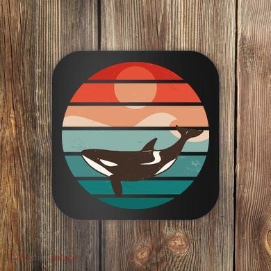 Killer Whale Retro Sunset Coaster