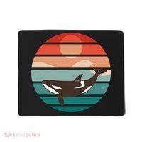 Killer Whale Retro Sunset Mousepad thumb 0