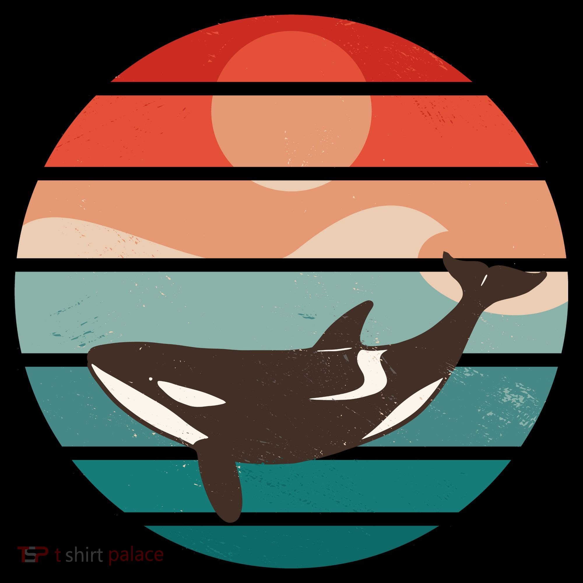 Killer Whale Retro Sunset Mousepad