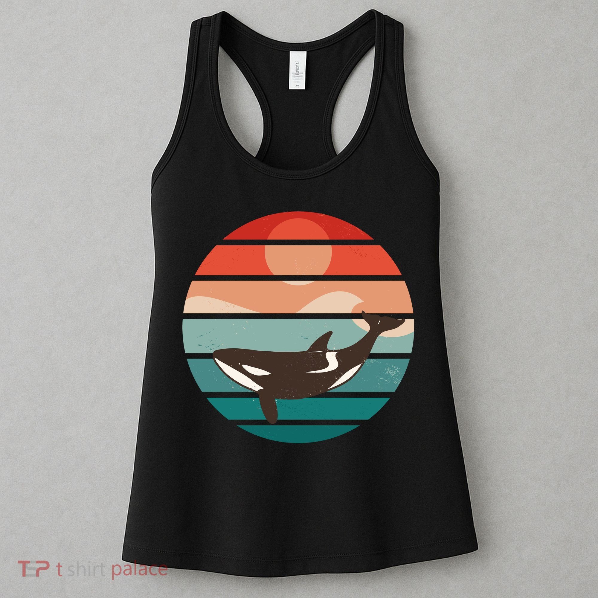Killer Whale Retro Sunset Women's Tank Top