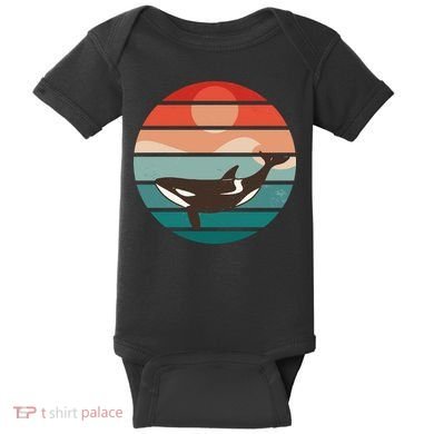 Killer Whale Retro Sunset Baby Bodysuit