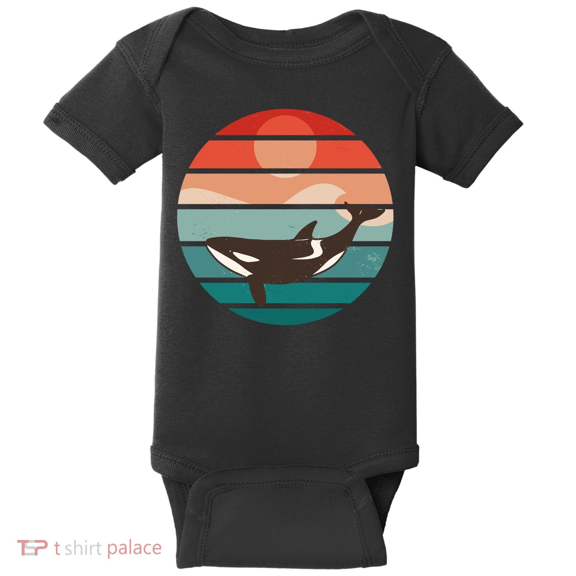 Killer Whale Retro Sunset Baby Bodysuit