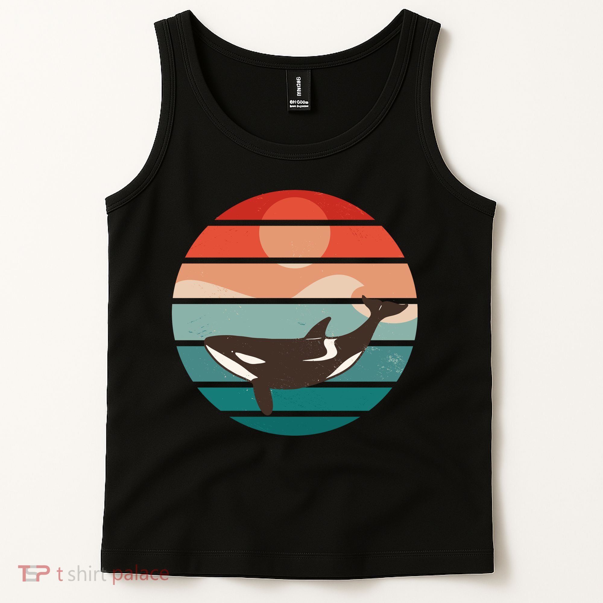 Killer Whale Retro Sunset Tank Top
