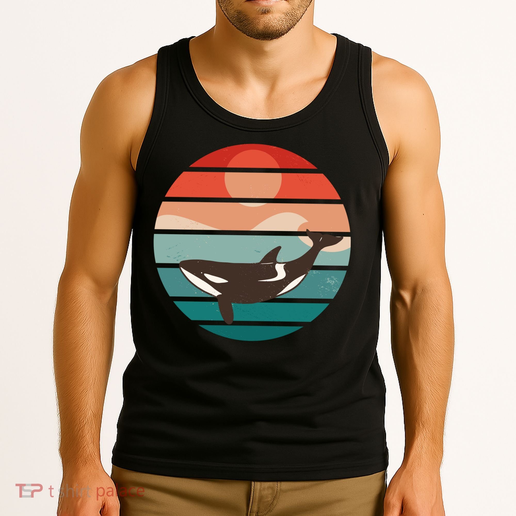 Killer Whale Retro Sunset Tank Top