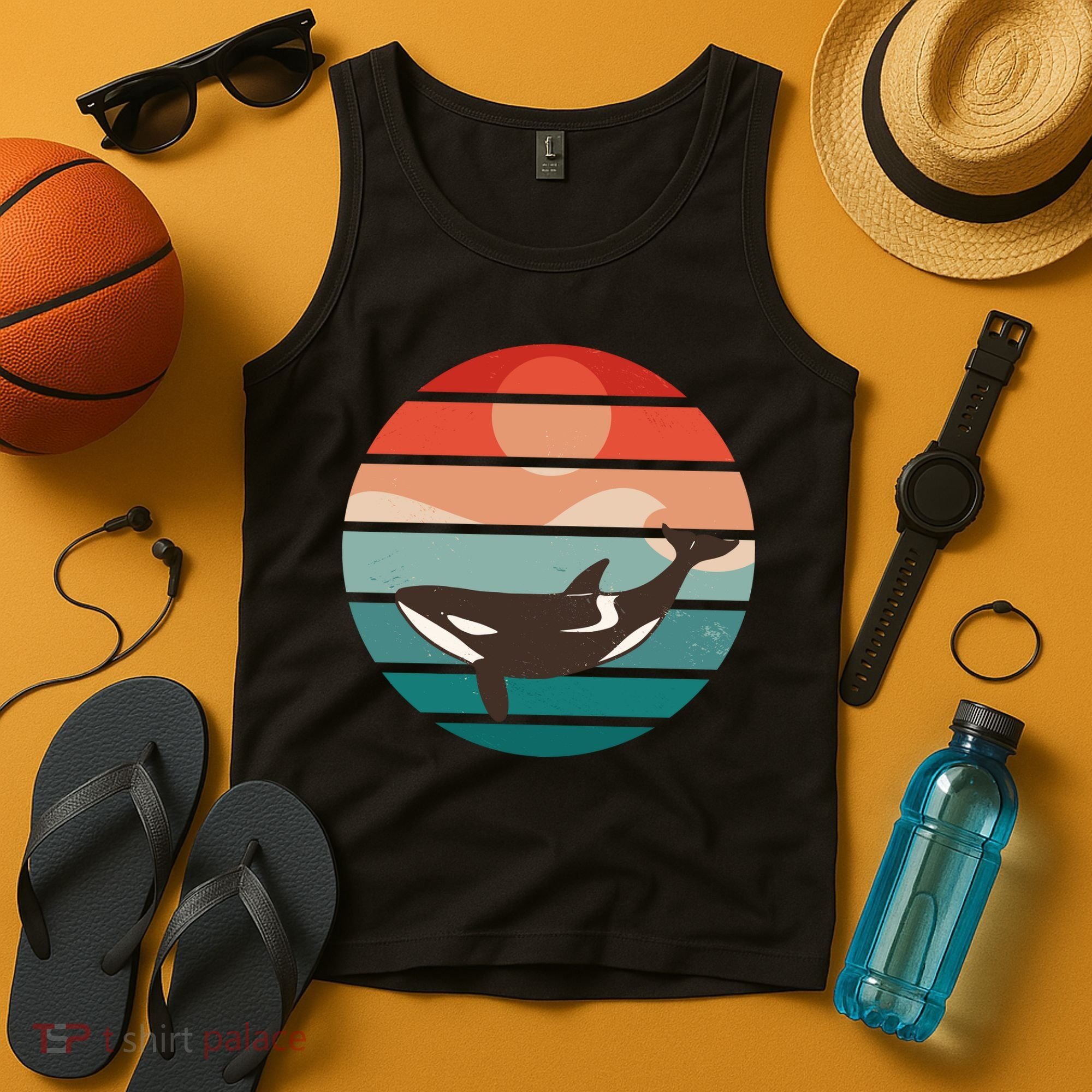 Killer Whale Retro Sunset Tank Top