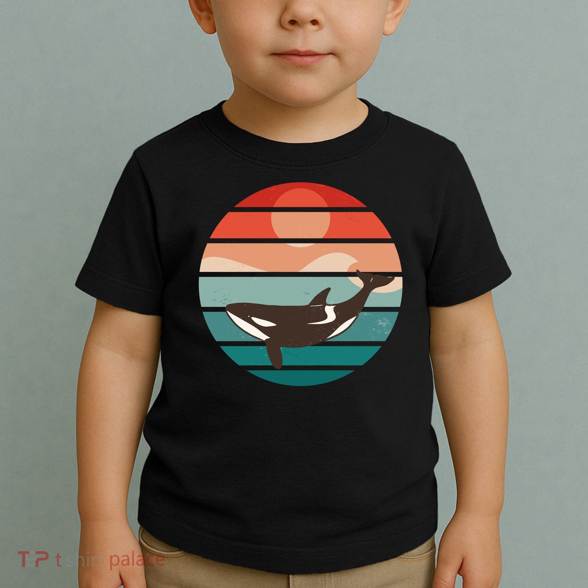Killer Whale Retro Sunset Toddler T-Shirt