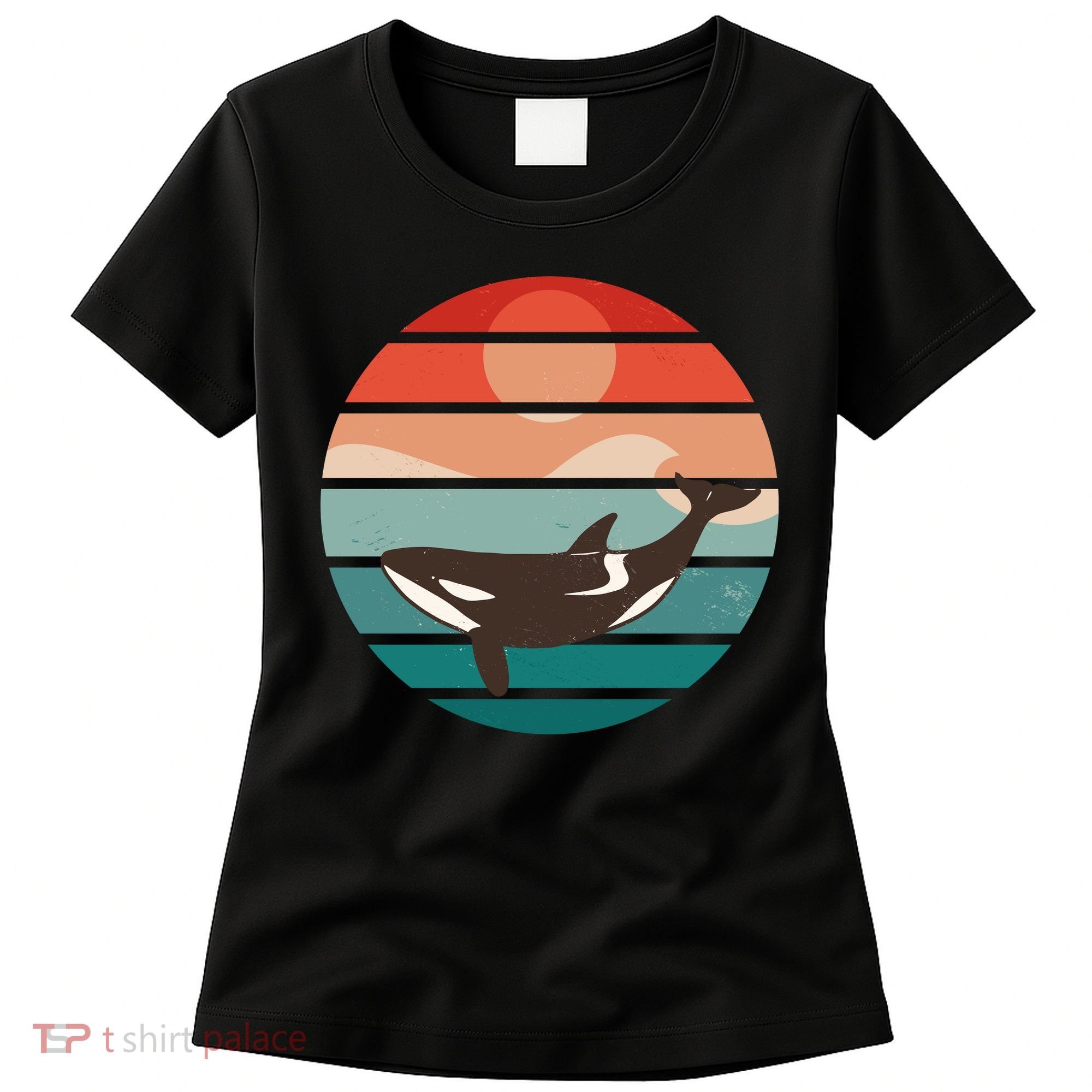 Killer Whale Retro Sunset Women's T-Shirt