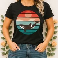 Killer Whale Retro Sunset Women's T-Shirt thumb 2