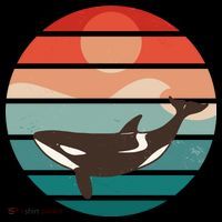 Killer Whale Retro Sunset Women's T-Shirt thumb 6