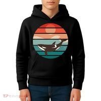 Killer Whale Retro Sunset Kids Hoodie thumb 4