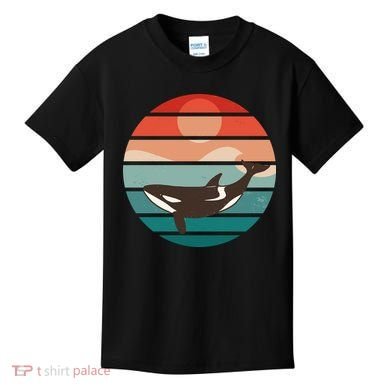 Killer Whale Retro Sunset Kids T-Shirt