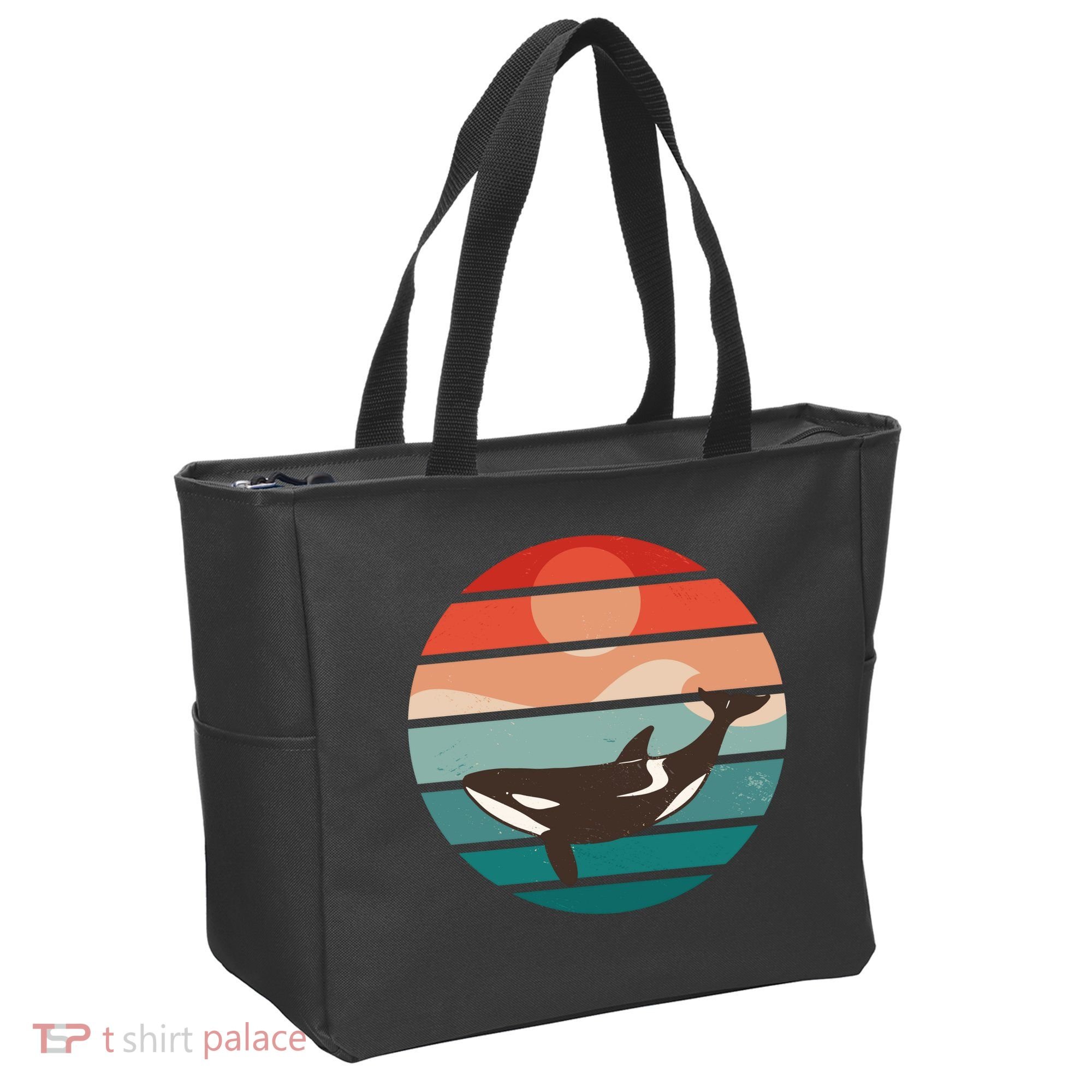 Killer Whale Retro Sunset Tote Bag