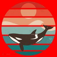 Killer Whale Retro Sunset Santa Hat thumb 1