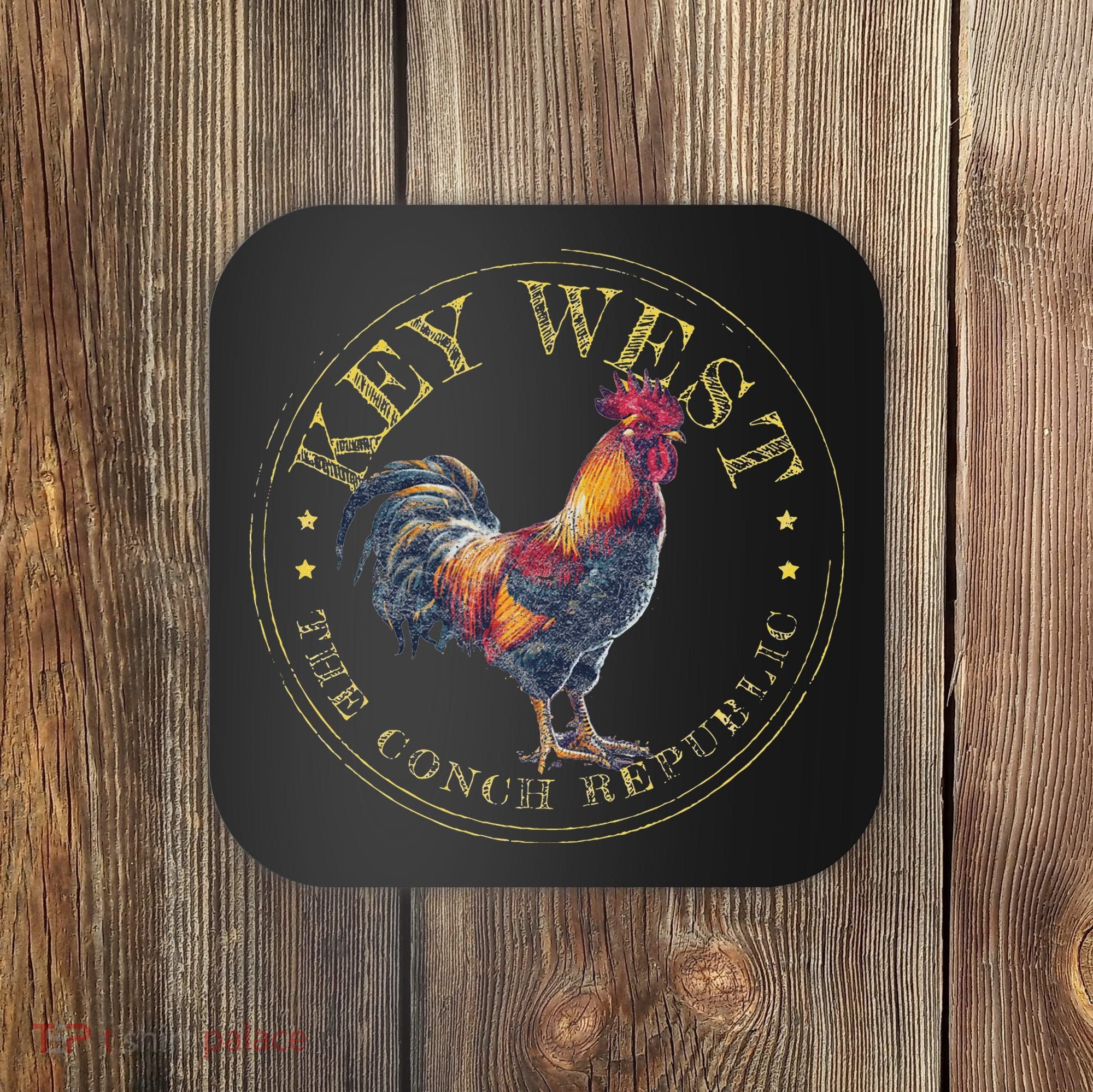 Key West Rooster Fl The Conch Republic Funny Souvenir Coaster