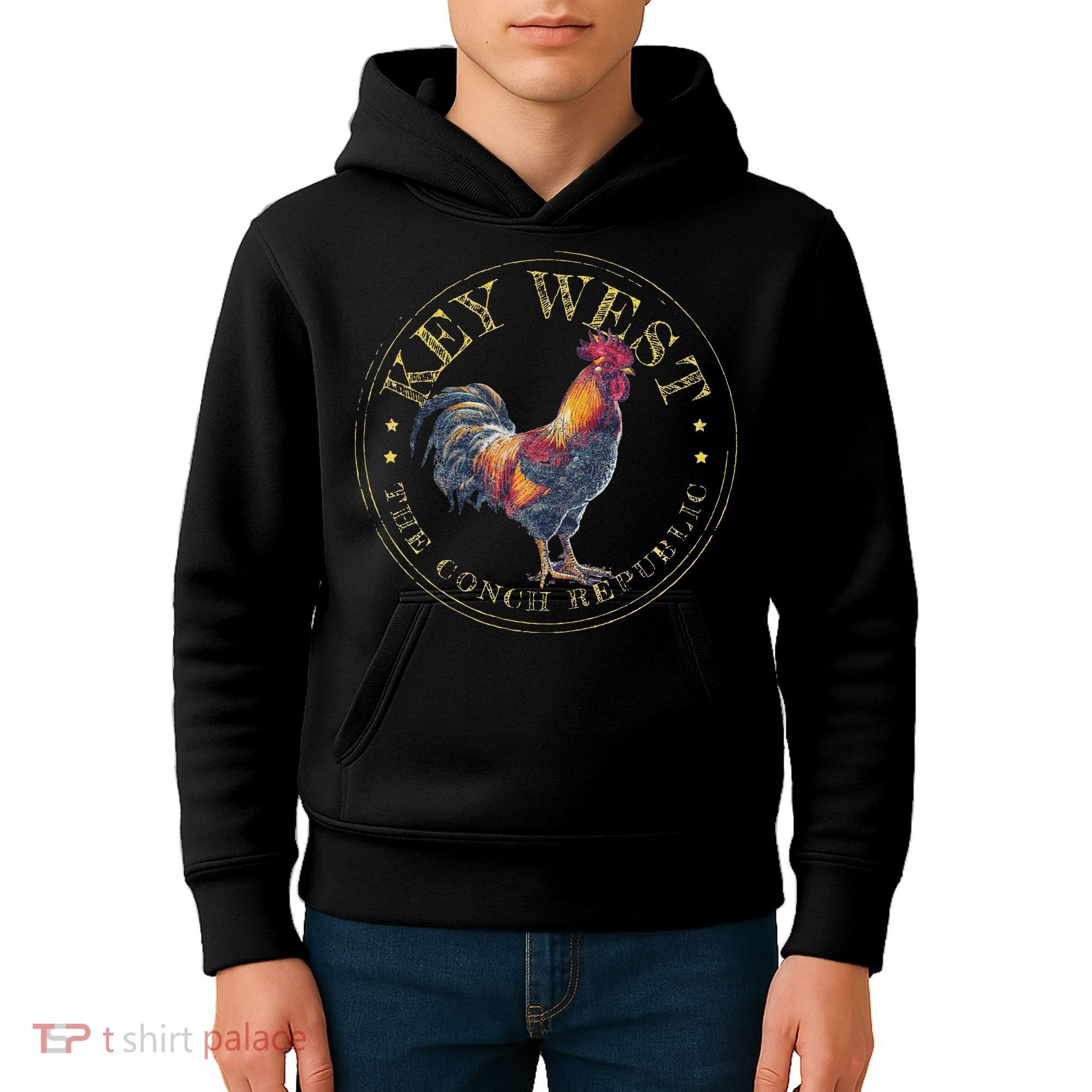 Key West Rooster Fl The Conch Republic Funny Souvenir Kids Hoodie