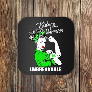 Kidney Warrior Unbreakable Kidney Awareness Gift Coaster