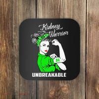 Kidney Warrior Unbreakable Kidney Awareness Gift Coaster thumb 0