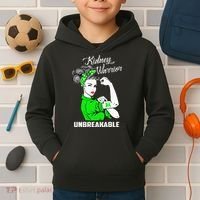 Kidney Warrior Unbreakable Kidney Awareness Gift Kids Hoodie thumb 2