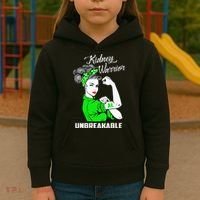 Kidney Warrior Unbreakable Kidney Awareness Gift Kids Hoodie thumb 3