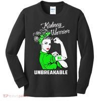 Kidney Warrior Unbreakable Kidney Awareness Gift Kids Long Sleeve Shirt thumb 0
