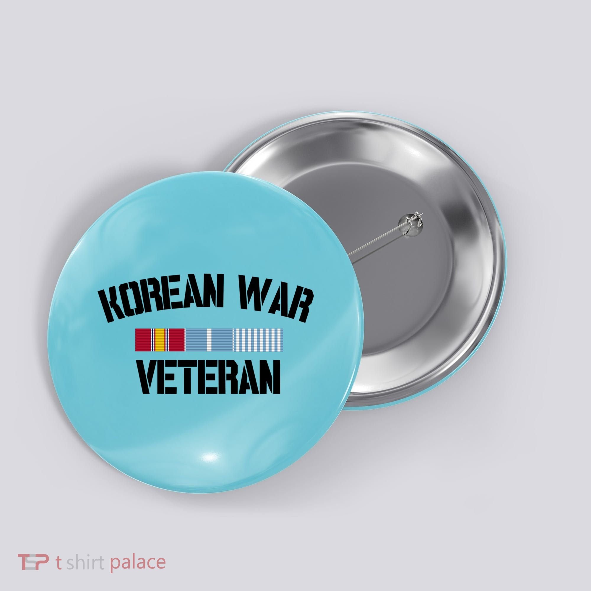Korean War Veteran Pride Korea Service Ribbon Gift Button