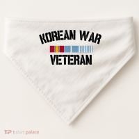 Korean War Veteran Pride Korea Service Ribbon Gift USA-Made Doggie Bandana thumb 0