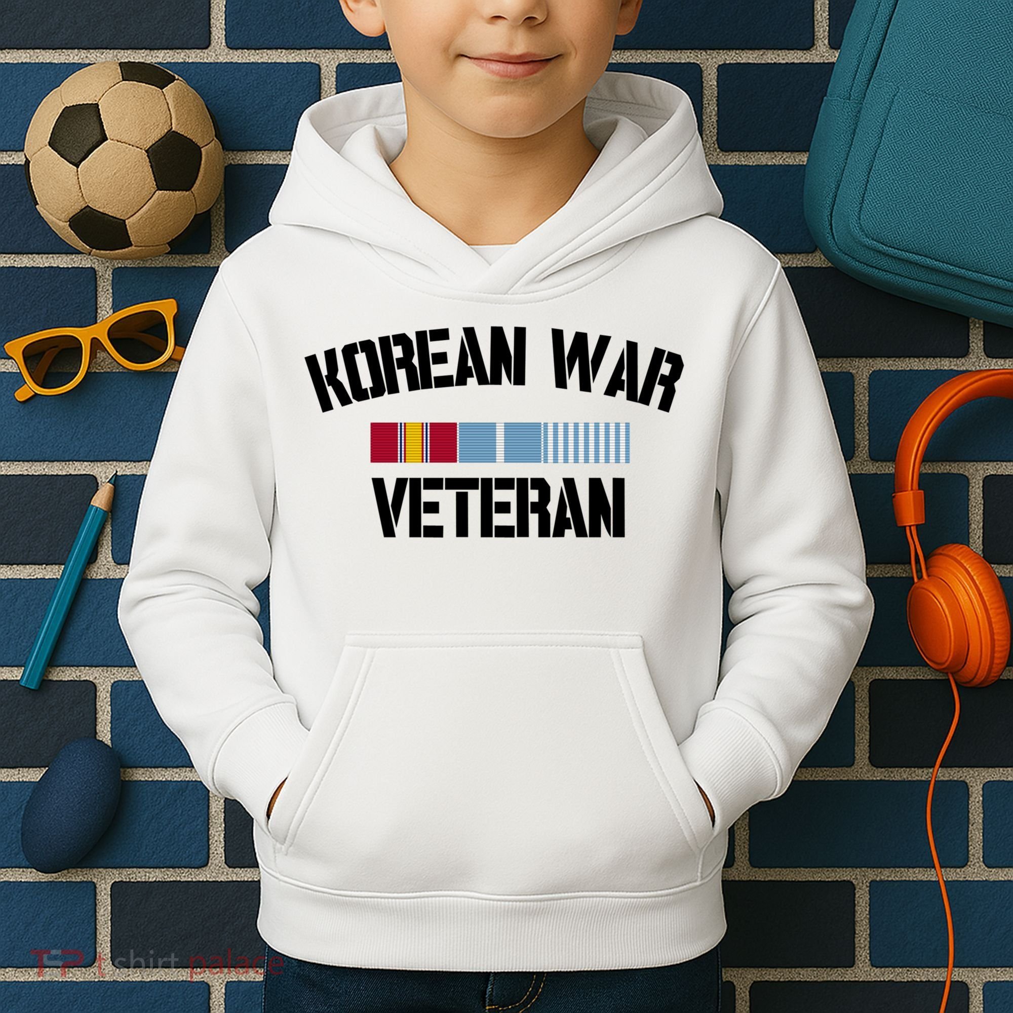Korean War Veteran Pride Korea Service Ribbon Gift Kids Hoodie