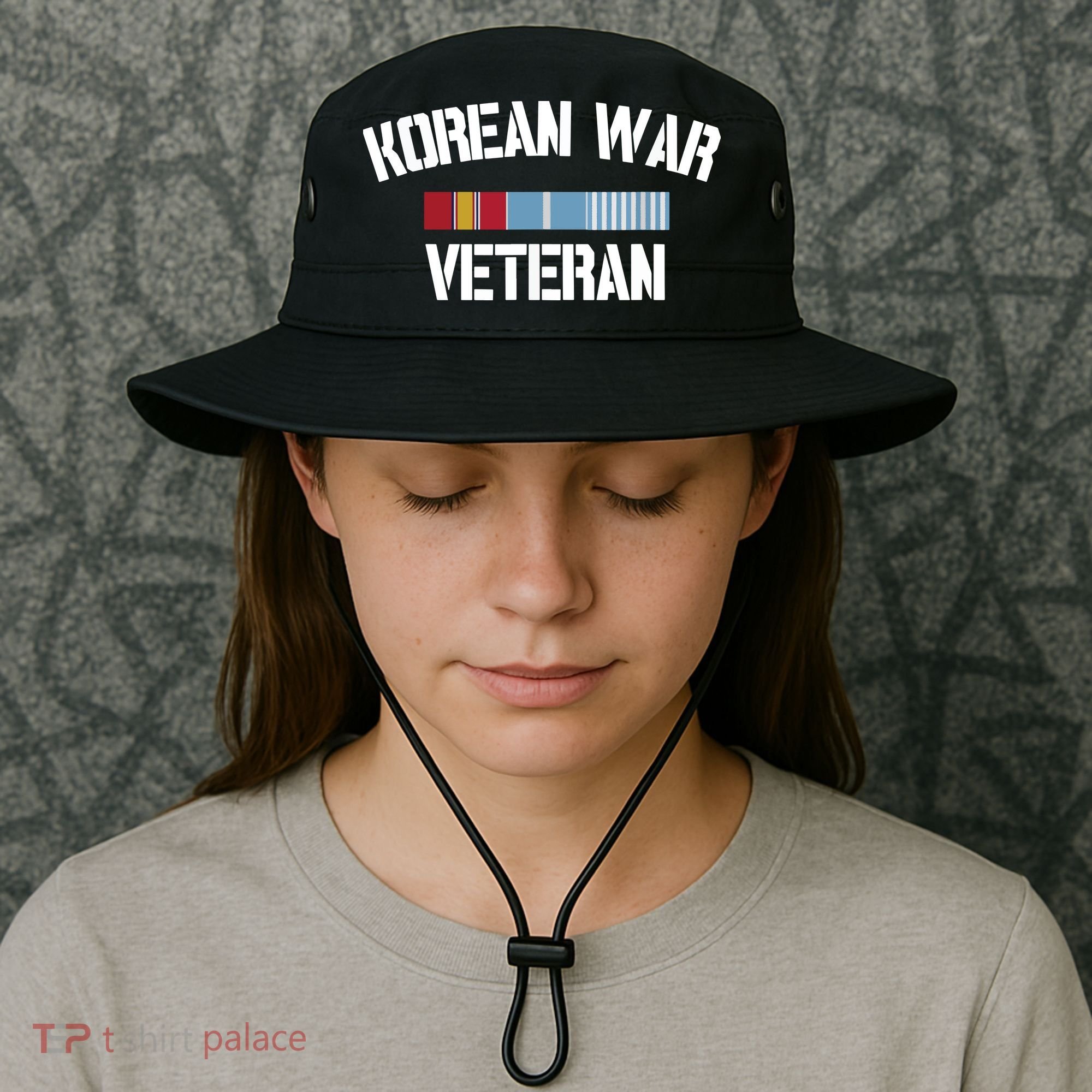 Korean War Veteran Pride Korea Service Ribbon Bucket Hat