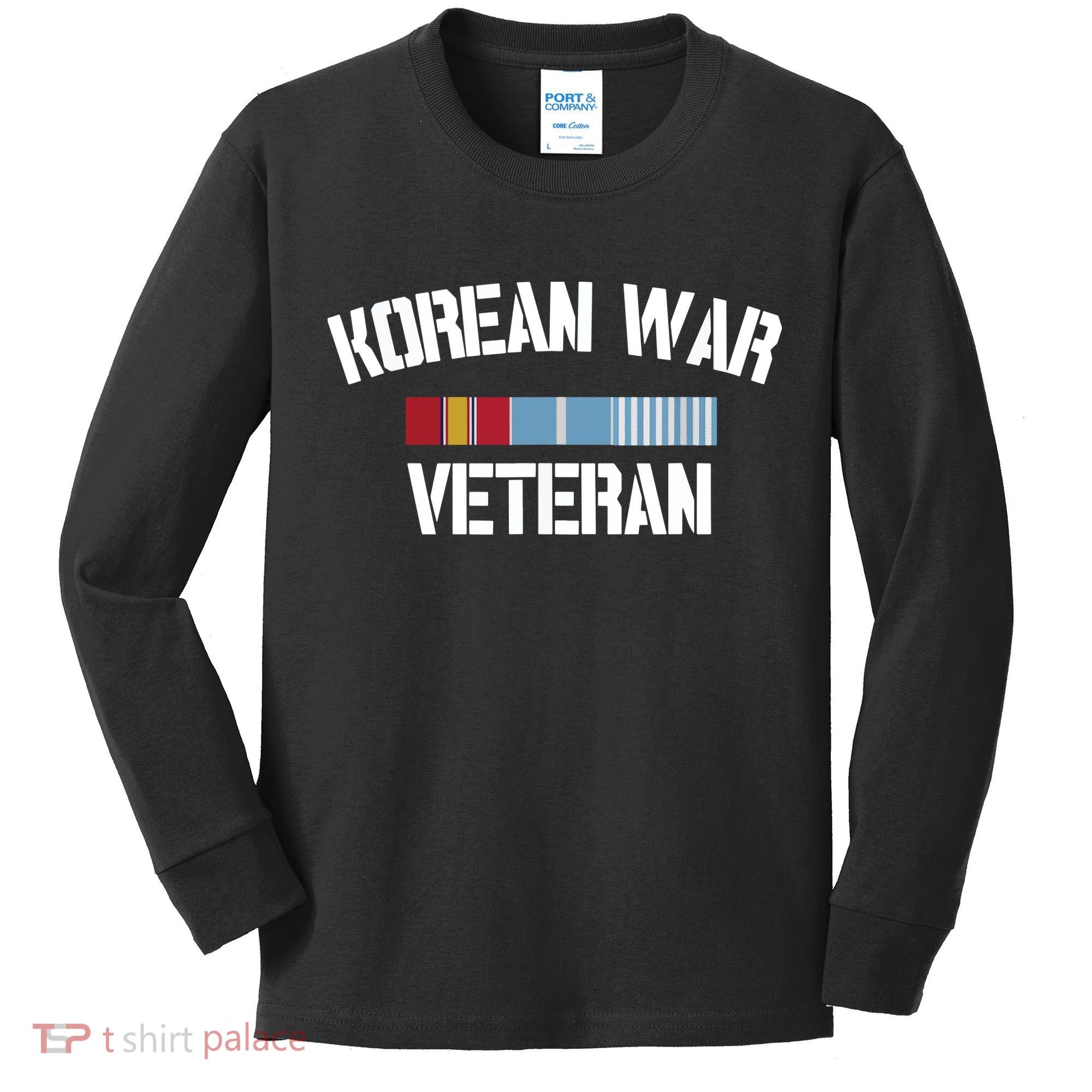 Korean War Veteran Pride Korea Service Ribbon Kids Long Sleeve Shirt