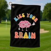 Kiss Your Brain Golf Towel thumb 1