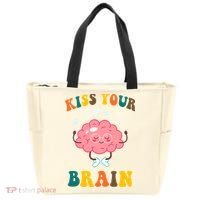 Kiss Your Brain Cute Funny Tote Bag thumb 0